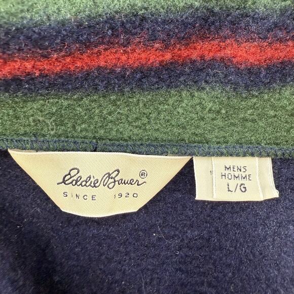 VTG Eddie Bauer Fleece Jacket Men's Large 1/4 Zip Multicolor Stripes Preppy - Picture 4 of 9